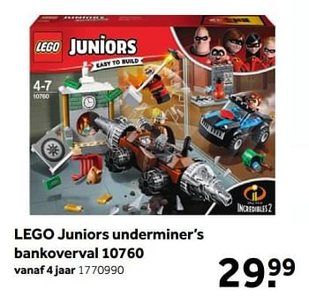 Promoties Lego juniors underminer`s bankoverval 10760 - Lego - Geldig van 04/06/2018 tot 24/06/2018 bij Intertoys