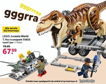 Promoties Lego jurassic world t. rex transport 75933 - Lego - Geldig van 04/06/2018 tot 24/06/2018 bij Intertoys