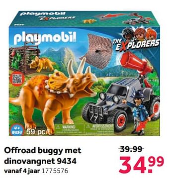 Promoties Playmobil offroad buggy met dinovangnet 9434 - Playmobil - Geldig van 04/06/2018 tot 24/06/2018 bij Intertoys