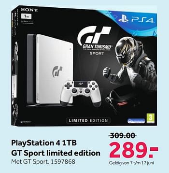 Promoties Playstation 4 1tb gt sport limited edition - Sony Computer Entertainment Europe - Geldig van 04/06/2018 tot 24/06/2018 bij Intertoys