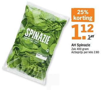 Promotions Ah spinazie - Produit Maison - Albert Heijn - Valide de 11/06/2018 à 18/06/2018 chez Albert Heijn
