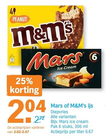 Promoties Mars of m+m`s ijs - Mars - Geldig van 11/06/2018 tot 18/06/2018 bij Albert Heijn