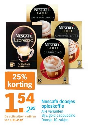 Promoties Nescafé doosjes oploskoffie - Nescafe - Geldig van 11/06/2018 tot 18/06/2018 bij Albert Heijn