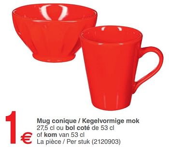 Promoties Mug conique - kegelvormige mok - Huismerk - Cora - Geldig van 12/06/2018 tot 25/06/2018 bij Cora