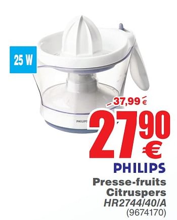 Promoties Philips presse-fruits citruspers hr2744-40-a - Philips - Geldig van 12/06/2018 tot 25/06/2018 bij Cora