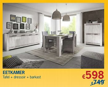 Promoties Eetkamer tafel + dressoir + barkast - Huismerk - De Prijzenklopper - Geldig van 01/06/2018 tot 30/06/2018 bij De Prijzenklopper