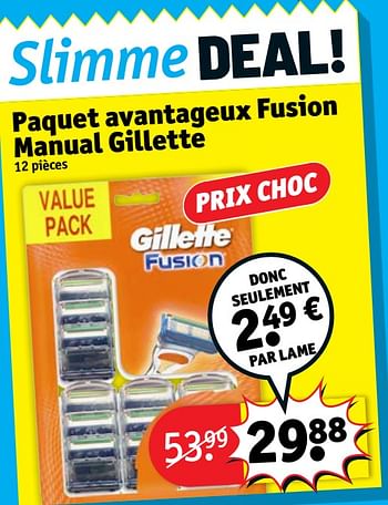 Promotions Paquet avantageux fusion manual gillette - Gillette - Valide de 12/06/2018 à 24/06/2018 chez Kruidvat