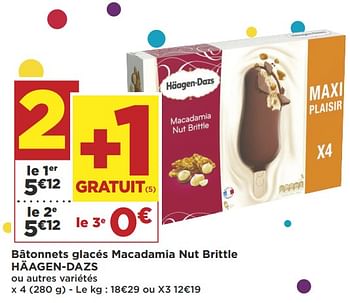 Promotions Bâtonnets glacés macadamia nut brittle häagen-dazs - Haagen-Dazs - Valide de 12/06/2018 à 24/06/2018 chez Super Casino