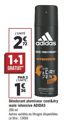 Promotions Déodorant atomiseur cool+dry male intensive adidas - Adidas - Valide de 12/06/2018 à 24/06/2018 chez Géant Casino