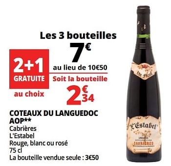 Promotions Coteaux du languedoc aop - Vins rouges - Valide de 13/06/2018 à 19/06/2018 chez Auchan Ronq