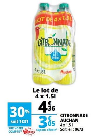 Promoties Citronnade auchan - Huismerk - Auchan - Geldig van 13/06/2018 tot 19/06/2018 bij Auchan