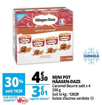 Promotions Mini pot häagen-dazs - Haagen-Dazs - Valide de 13/06/2018 à 19/06/2018 chez Auchan Ronq