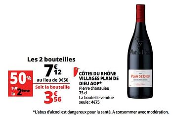 Promoties Côtes du rhône villages plan de dieu aop - Rode wijnen - Geldig van 13/06/2018 tot 19/06/2018 bij Auchan