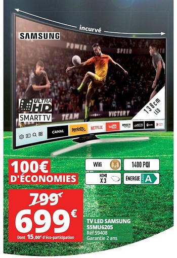 Promoties Tv led samsung 55mu6205 - Samsung - Geldig van 13/06/2018 tot 19/06/2018 bij Auchan