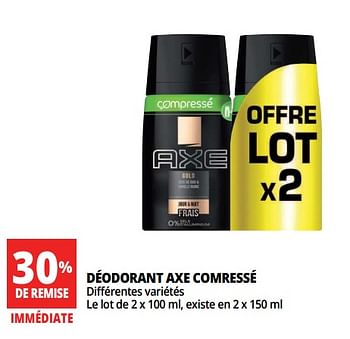 Promoties Déodorant axe comressé - Axe - Geldig van 13/06/2018 tot 19/06/2018 bij Auchan