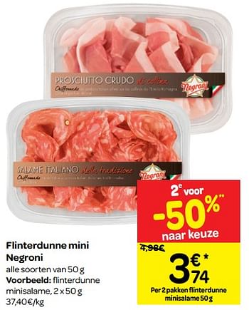 Promoties Flinterdunne mini negroni - Negroni - Geldig van 13/06/2018 tot 25/06/2018 bij Carrefour