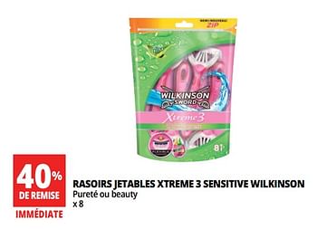 Promoties Rasoirs jetables xtreme 3 sensitive wilkinson - Wilkinson - Geldig van 13/06/2018 tot 19/06/2018 bij Auchan