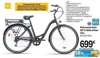 Promotions Elekrische fiets 28 e-bike urban city - Urban - Valide de 13/06/2018 à 25/06/2018 chez Carrefour