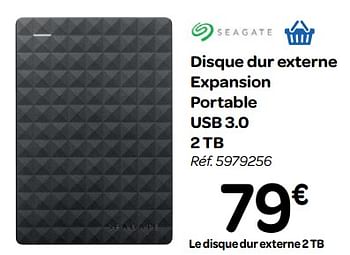 Promotions Disque dur externe expansion portable usb 3.0 2 tb - Seagate - Valide de 13/06/2018 à 25/06/2018 chez Carrefour
