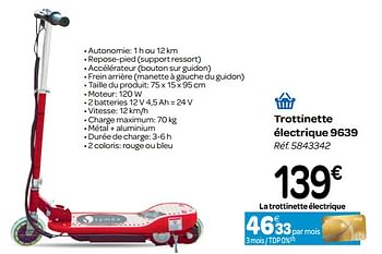 Promotions Trottinette électrique 9639 - Symex - Valide de 13/06/2018 à 25/06/2018 chez Carrefour
