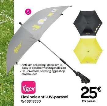 Promoties Flexibele anti-uv-parasol - Tigex - Geldig van 13/06/2018 tot 02/07/2018 bij Carrefour