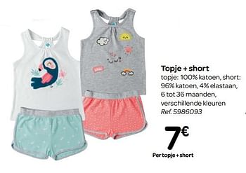 Promoties Topje + short - Tex Baby - Geldig van 13/06/2018 tot 02/07/2018 bij Carrefour