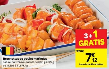 Promotions Brochettes de poulet marinées - Produit maison - Carrefour  - Valide de 13/06/2018 à 18/06/2018 chez Carrefour