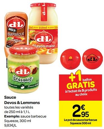 Promoties Sauce devos + lemmens - Devos Lemmens - Geldig van 13/06/2018 tot 25/06/2018 bij Carrefour
