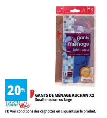 Promotions Gants de ménage auchan x2 - Produit Maison - Auchan Ronq - Valide de 13/06/2018 à 26/06/2018 chez Auchan Ronq