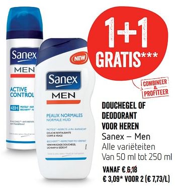 Promotions Douchegel of deodorant voor heren sanex - Sanex - Valide de 14/06/2018 à 20/06/2018 chez Delhaize