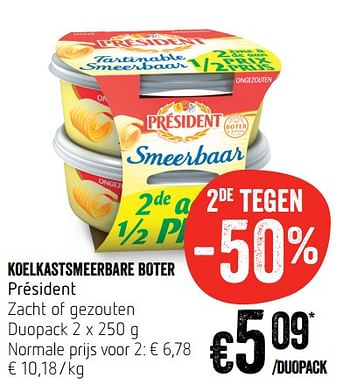 Promoties Koelkastsmeerbare boter président - Président - Geldig van 14/06/2018 tot 20/06/2018 bij Delhaize