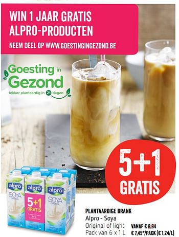 Promoties Plantaardige drank alpro - soya - Alpro - Geldig van 14/06/2018 tot 20/06/2018 bij Delhaize