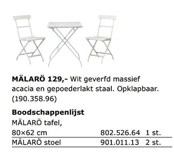 Promoties Eettafelsets voor 2 personen malaro - Huismerk - Ikea - Geldig van 01/06/2018 tot 30/09/2018 bij Ikea