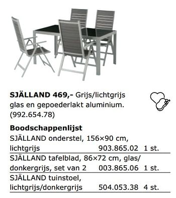 Promoties Eettafelsets voor 4 personen sjalland - Huismerk - Ikea - Geldig van 01/06/2018 tot 30/09/2018 bij Ikea