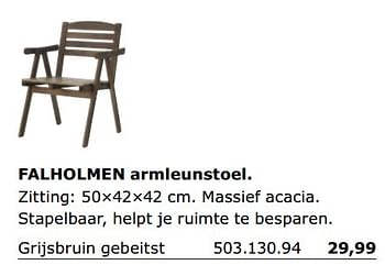 Promoties Falholmen armleunstoel - Huismerk - Ikea - Geldig van 01/06/2018 tot 30/09/2018 bij Ikea