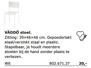 Promoties Vaddo stoel - Huismerk - Ikea - Geldig van 01/06/2018 tot 30/09/2018 bij Ikea