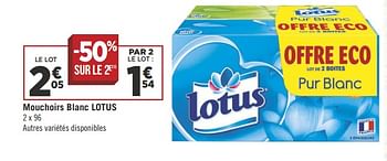Promoties Mouchoirs blanc lotus - Lotus Nalys - Geldig van 12/06/2018 tot 24/06/2018 bij Géant Casino