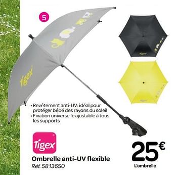 Promotions Ombrelle anti-uv flexible - Tigex - Valide de 13/06/2018 à 02/07/2018 chez Carrefour