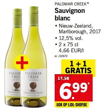 Promoties Palomar creek sauvignon blanc - Witte wijnen - Geldig van 18/06/2018 tot 23/06/2018 bij Lidl