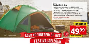 Promoties Verduisterde tent - Crivit - Geldig van 18/06/2018 tot 23/06/2018 bij Lidl