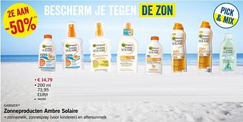 Promoties Zonneproducten ambre solaire - Garnier - Geldig van 18/06/2018 tot 23/06/2018 bij Lidl