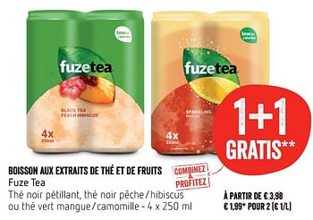 Promotions Boisson aux extraits de thé et de fruits fuze tea - FuzeTea - Valide de 14/06/2018 à 20/06/2018 chez Delhaize