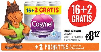 Promotions Papier de toilette cosynel - Cosynel - Valide de 14/06/2018 à 20/06/2018 chez Delhaize