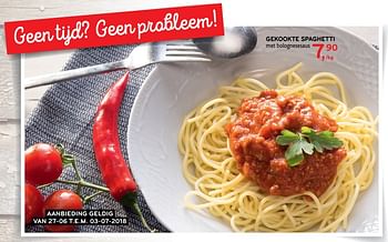 Promoties Gekookte spaghetti met bolognesesaus - Huismerk - Alvo - Geldig van 27/06/2018 tot 03/07/2018 bij Alvo
