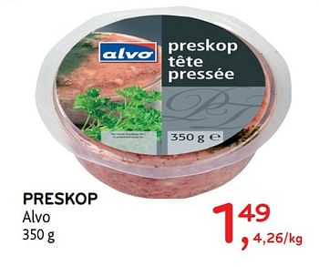 Promoties Preskop alvo - Huismerk - Alvo - Geldig van 20/06/2018 tot 03/07/2018 bij Alvo