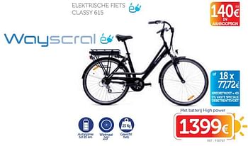 Promotions Elektrische fiets classy 615 wayscral - Wayscrall - Valide de 18/06/2018 à 17/07/2018 chez Auto 5
