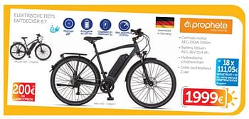 Promotions Elektrische fiets entdecker 8.7 - Prophete - Valide de 18/06/2018 à 17/07/2018 chez Auto 5