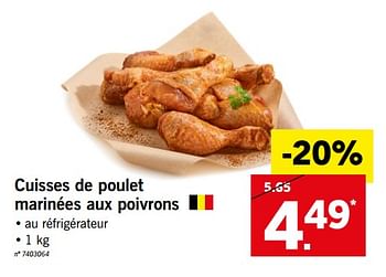 Promoties Cuisses de poulet marinées aux poivrons - Huismerk - Lidl - Geldig van 18/06/2018 tot 23/06/2018 bij Lidl