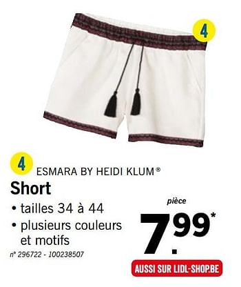 Promoties Short - Esmara by Heidi Klum - Geldig van 18/06/2018 tot 23/06/2018 bij Lidl