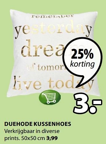 Promoties Duehode kussenhoes - Huismerk - Jysk - Geldig van 11/06/2018 tot 24/06/2018 bij Jysk